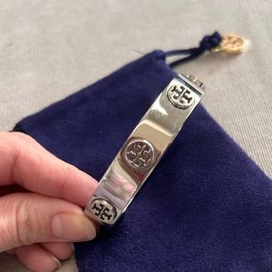 Silver Tori Burch hinged bracelet